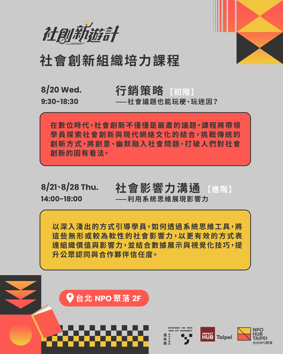 臺北市政府青年局「114年8月社會創新組織培力課程」2圖片